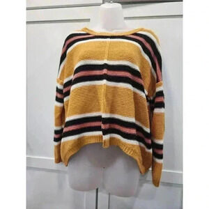 Free For All Womens Size Large Burnt Orange Knit Pullover Sweater Cropped